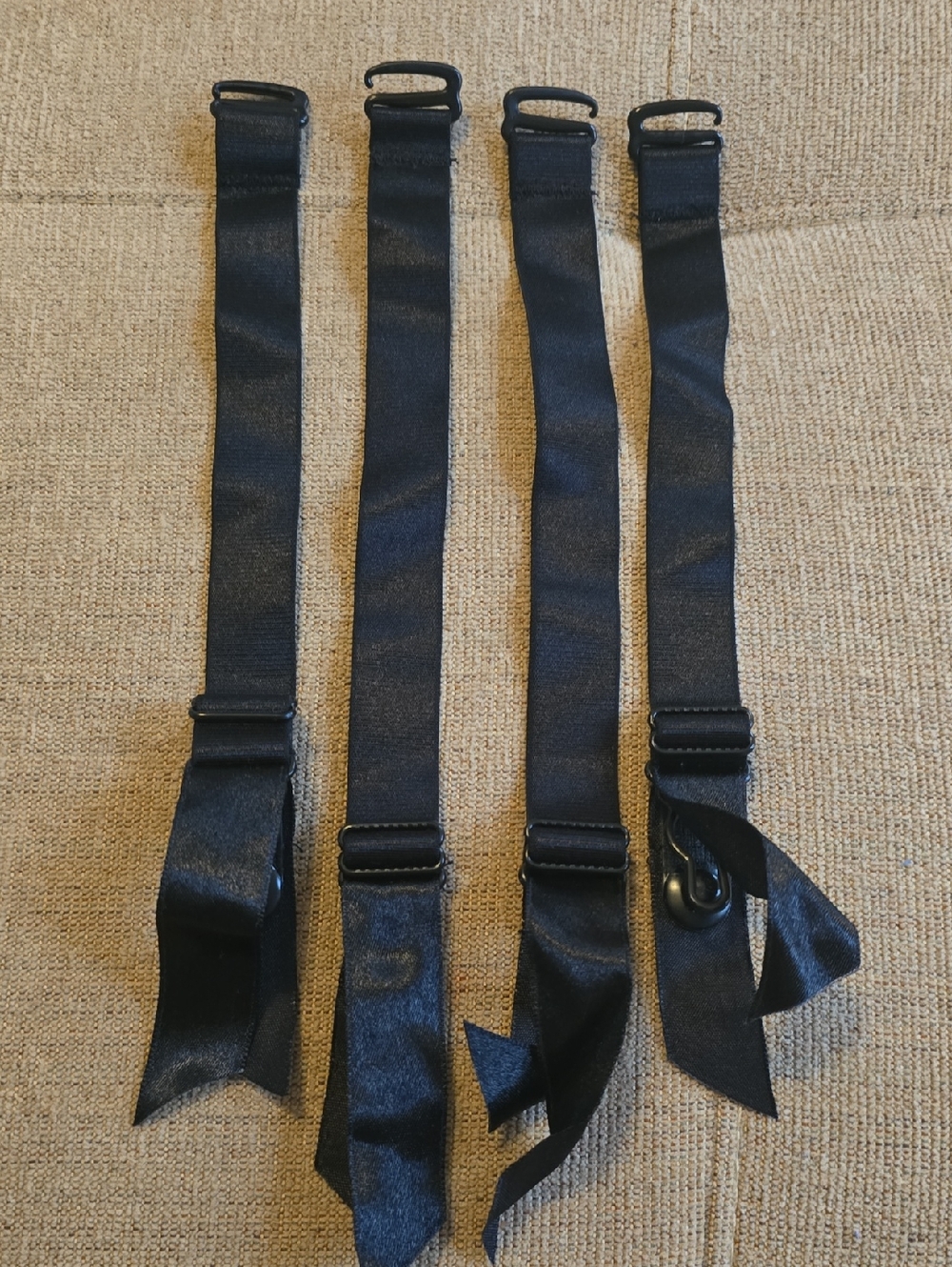 Black Adjustable Satin Garters (Set of 4)